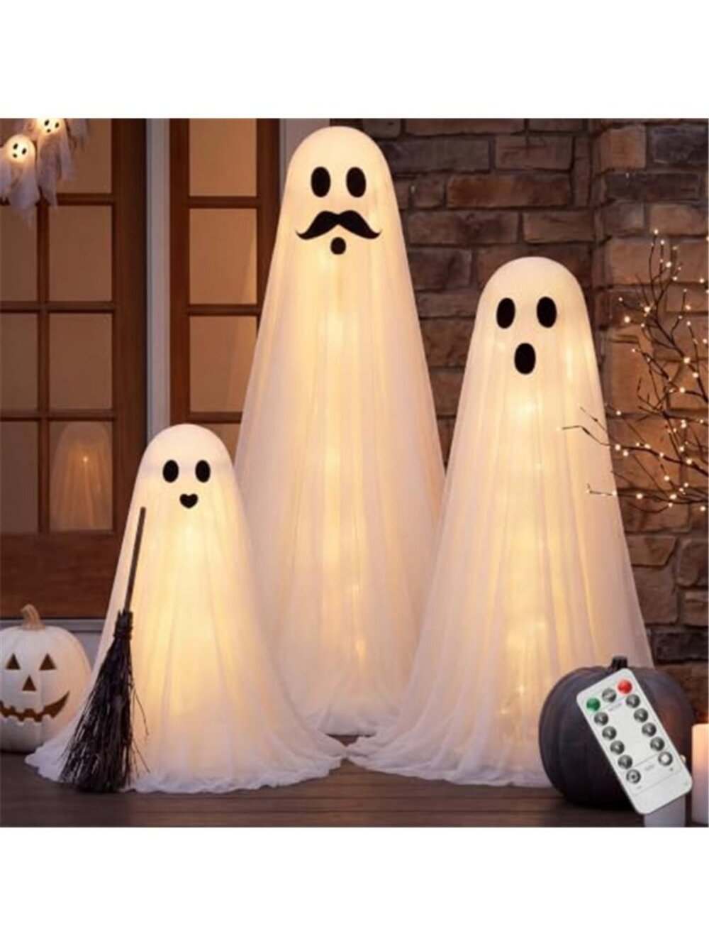 3 Pcs Halloween Decorations Outdoor Standing Ghost Family, Spooky Warm